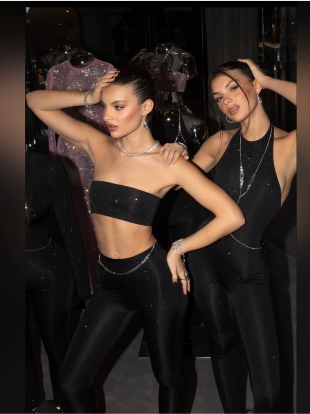 NWOT! Swarovski x Skims SET Rhinestone Crystal Leggings & Bandeau Tube Top